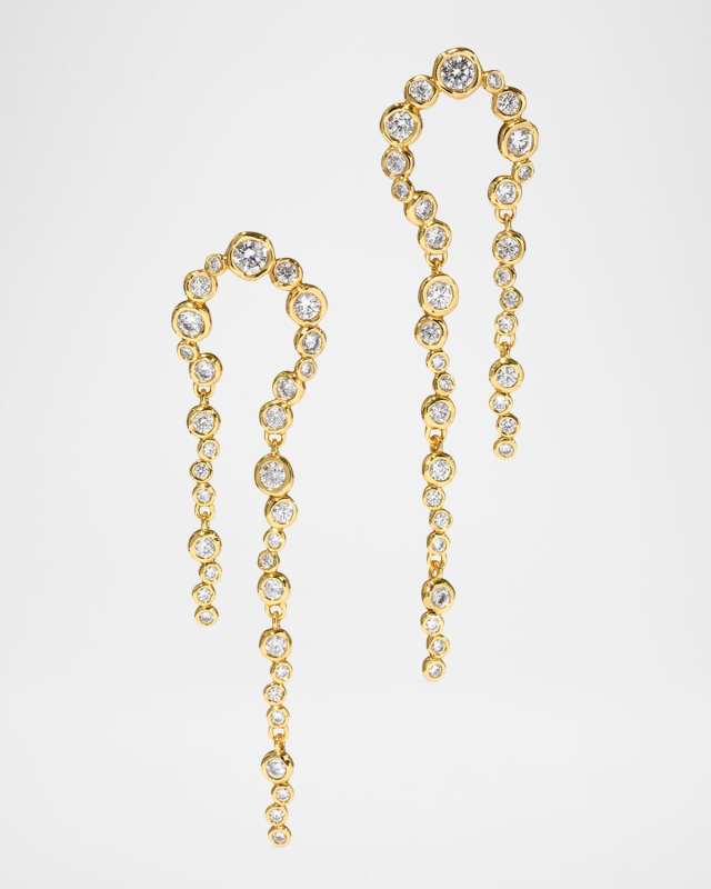 Asterales Gold CZ Arched Long Earrings
